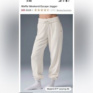Alo Cream waffle weekend escape Joggers